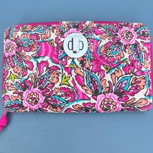 Vera Bradley Pink and Green Floral Clutch